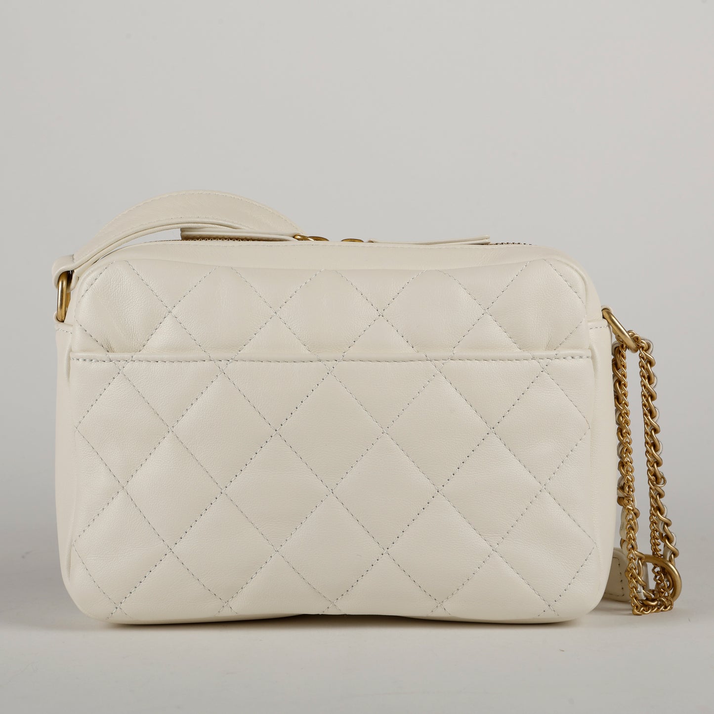 Small Camera Bag, White Lambskin
