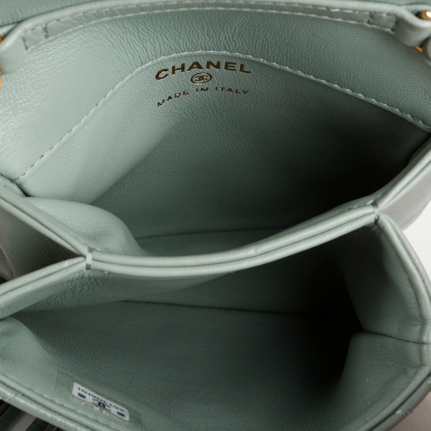 Mini Tassel Flap Bag, Light Blue Patent