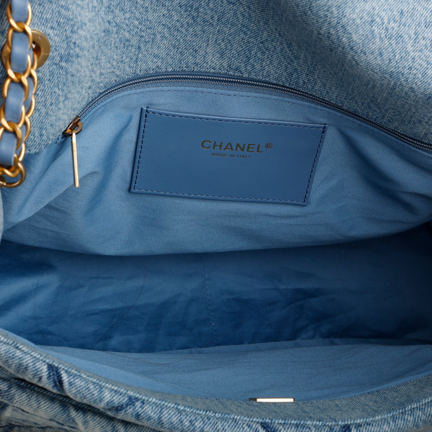 Blue Wash Denim Maxi Flap Bag