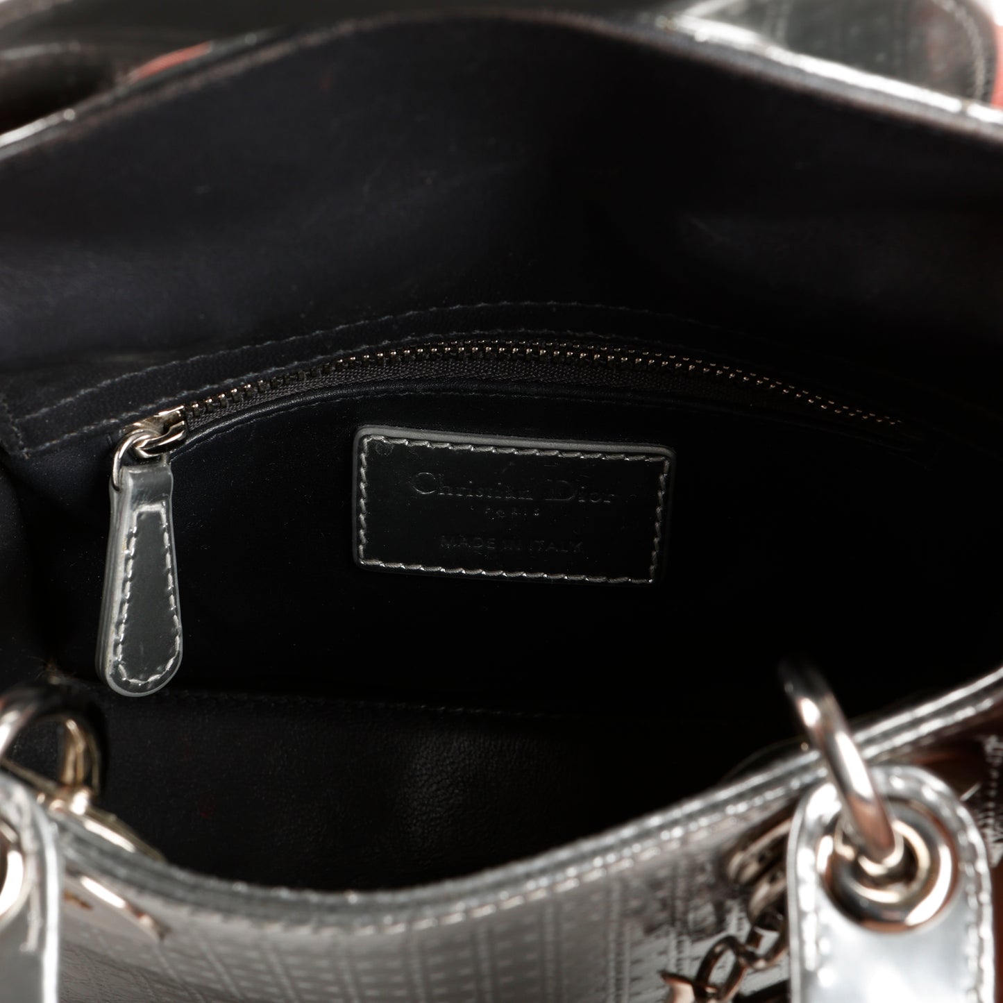 Small Lady Dior Micro Cannage, Silver SHW