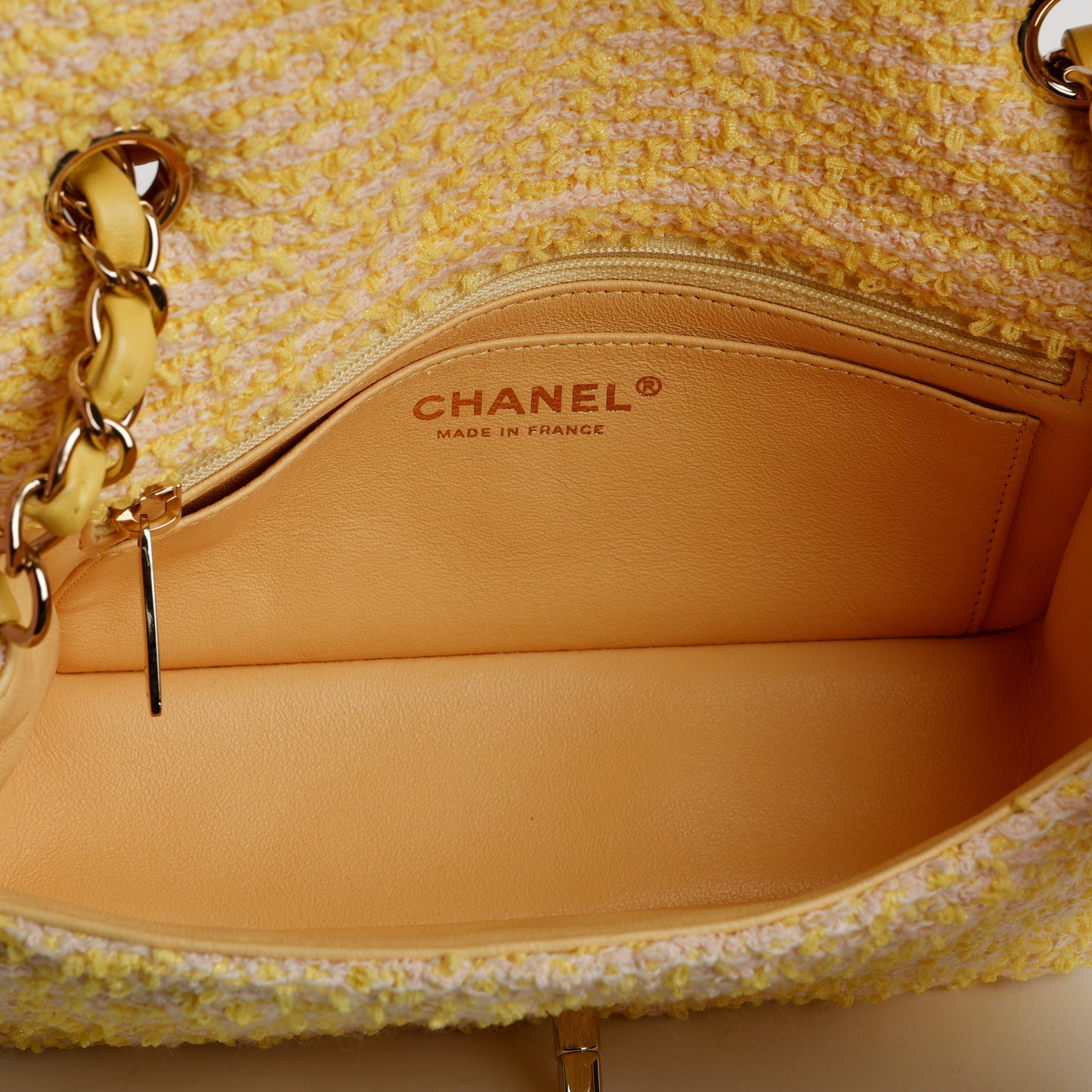 Mini Single Flap, Yellow Tweed