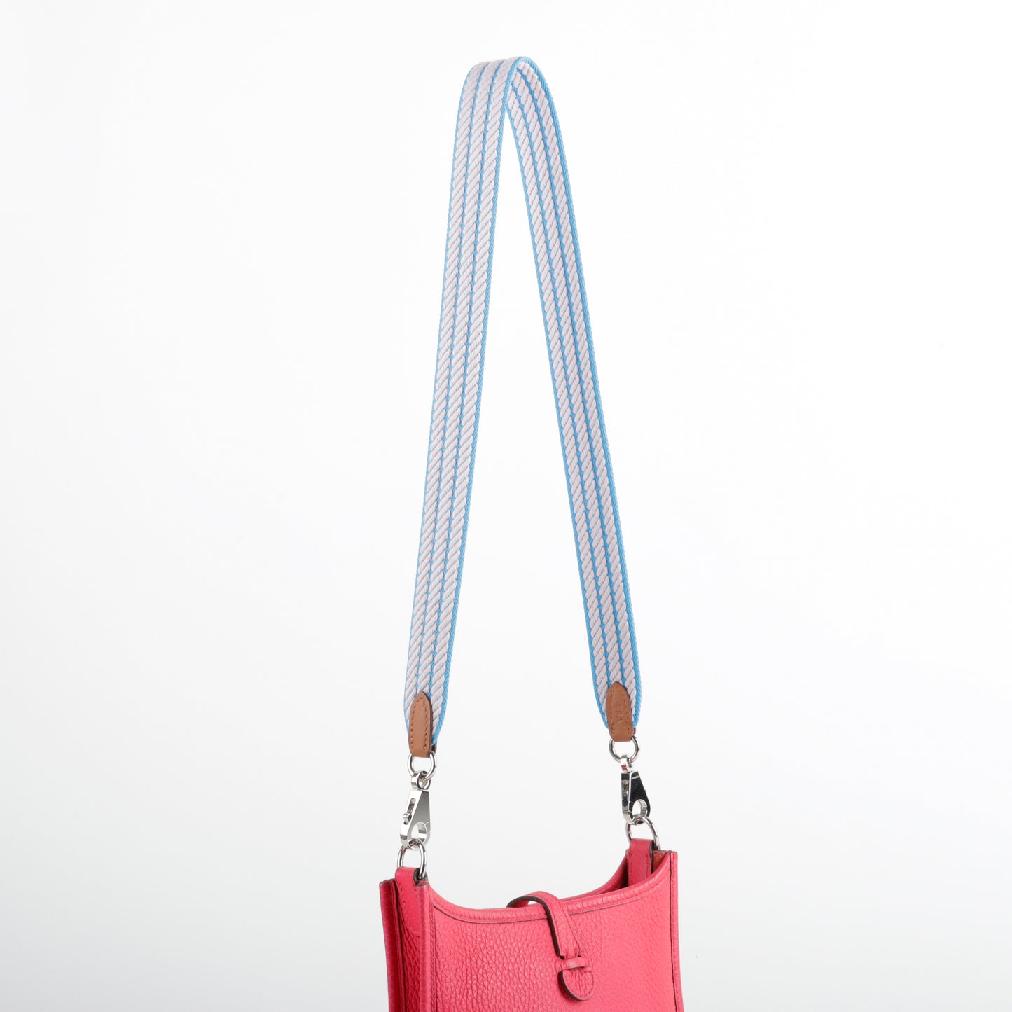 Sangle Cordage 25 mm bag strap, Azur / Mauve Pâle / Gold