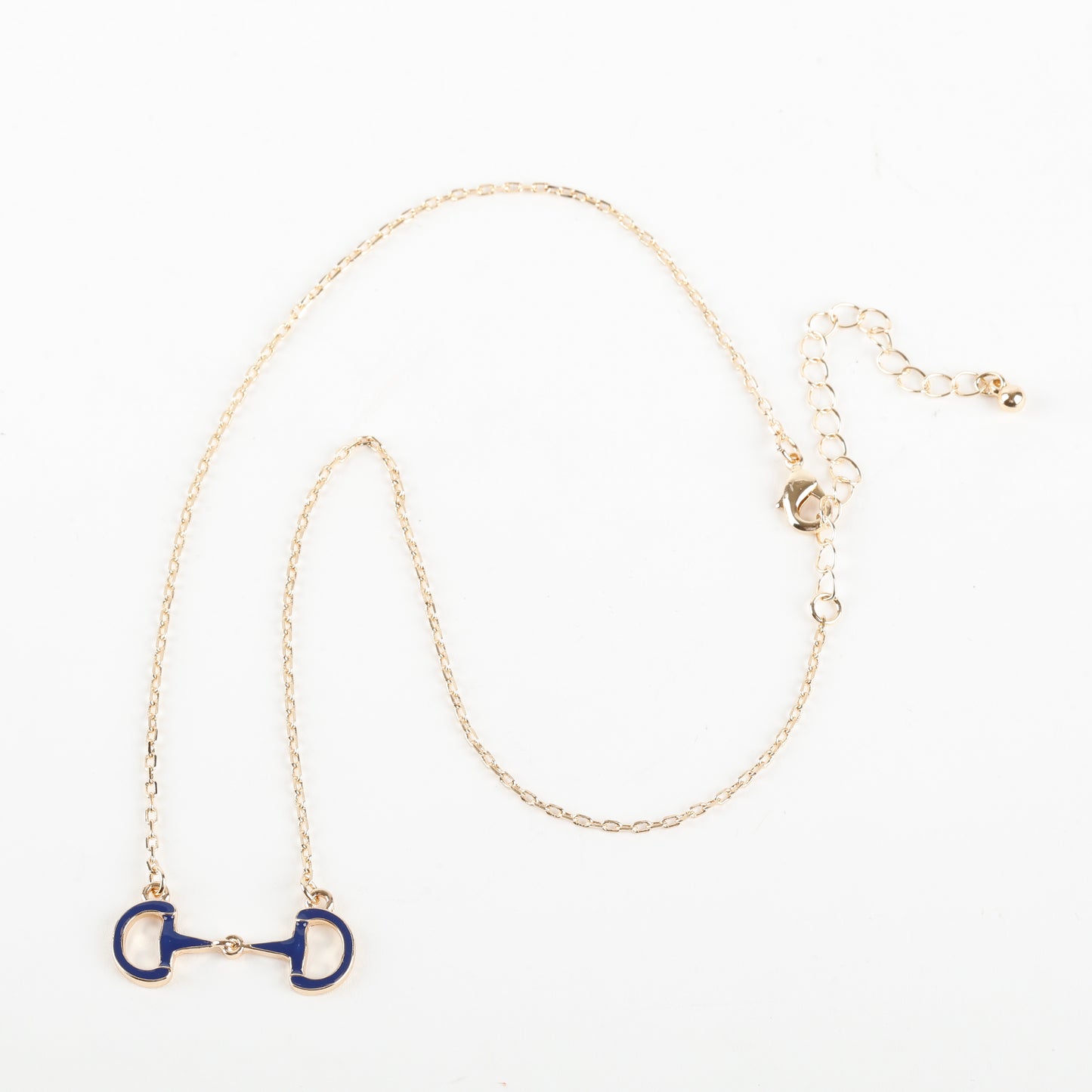 Enamel Horsebit Necklace, Navy