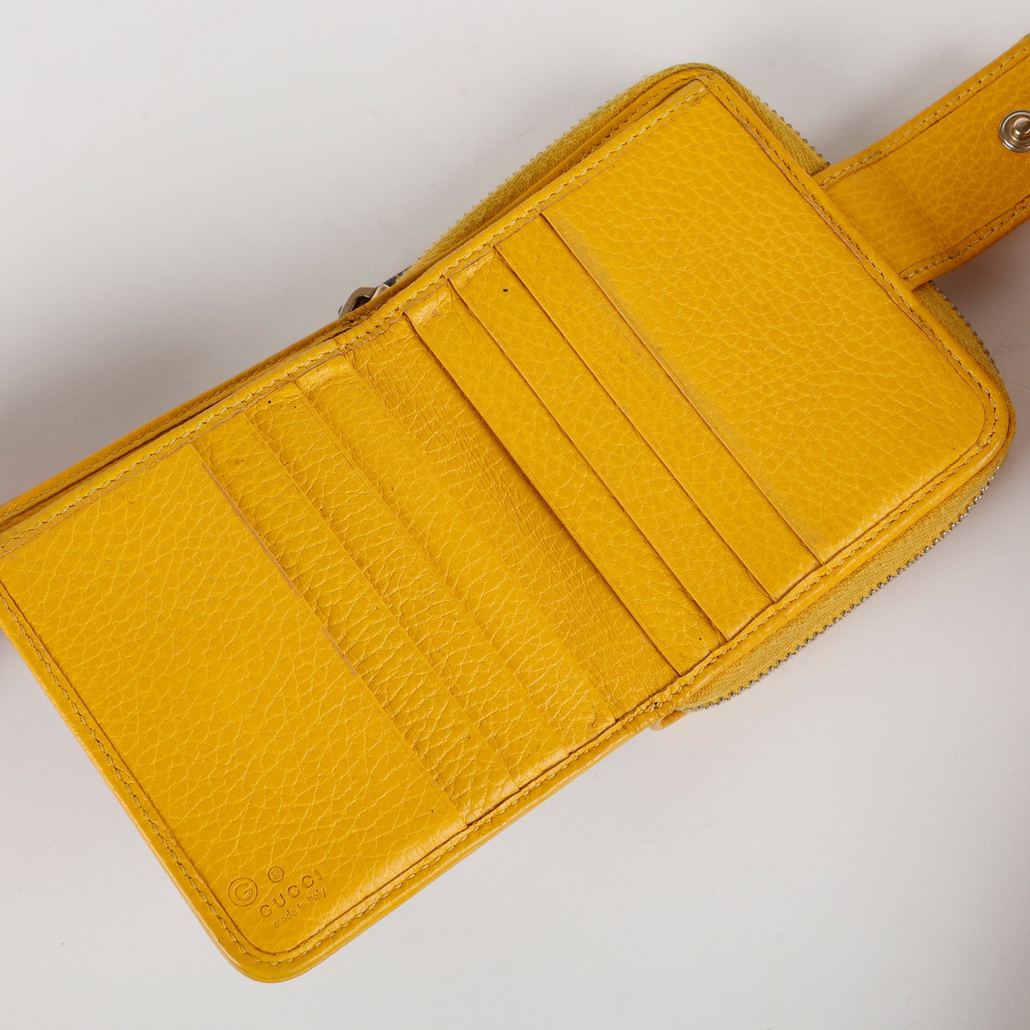 GG French Zip Compact Wallet, Canvas/Yellow