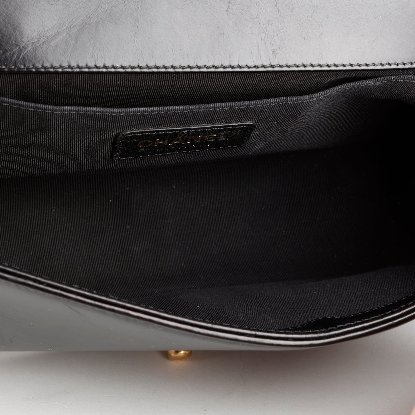Old Medium Boy Bag, Black Shearling