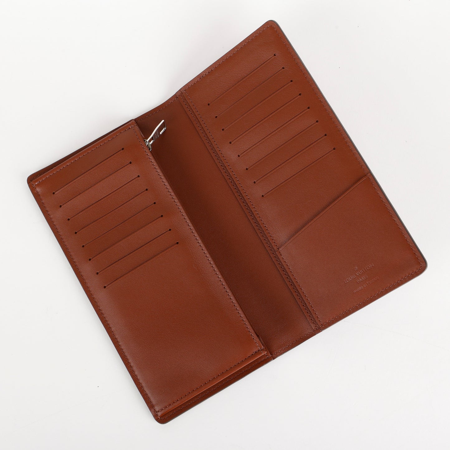 Brazza Long Wallet, Brown Calfskin