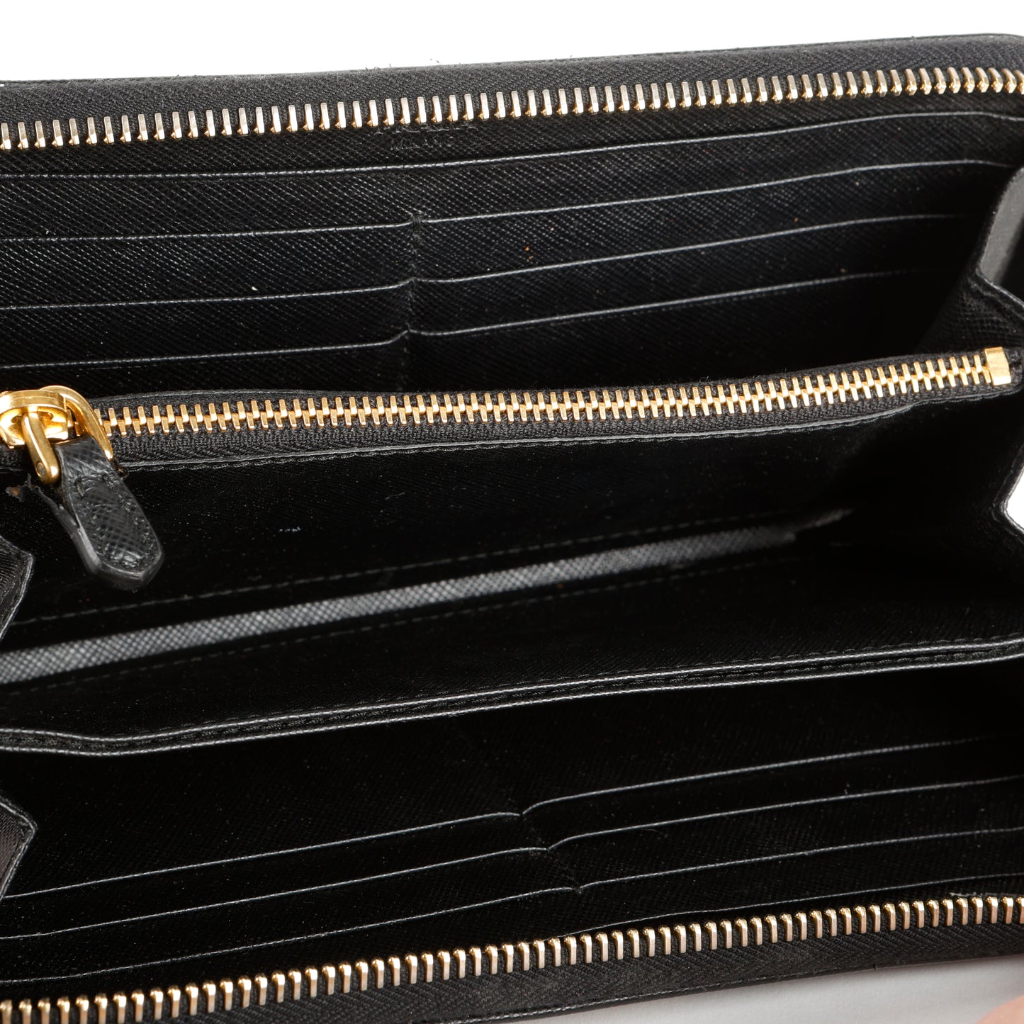 Large Zip Around Wallet, Black Saffiano #1