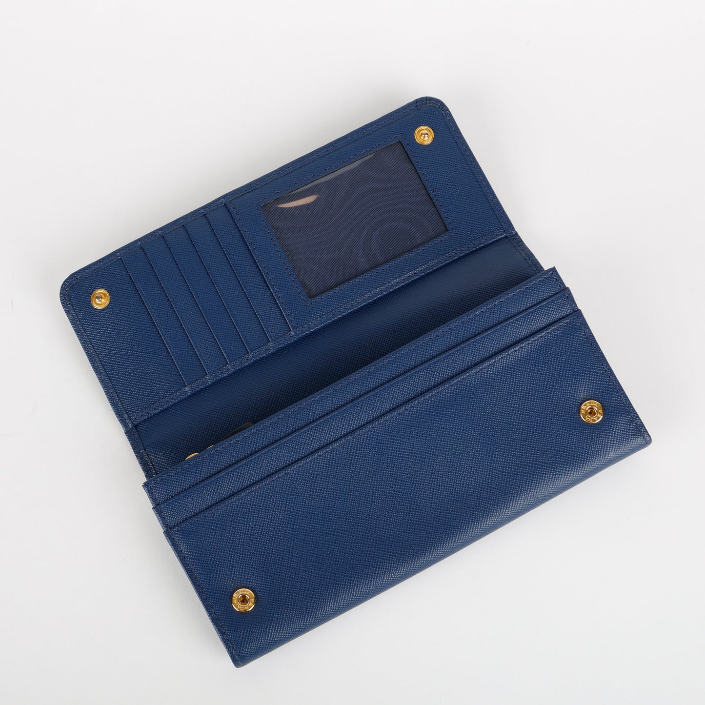 Continental Long Wallet, Blue Saffiano