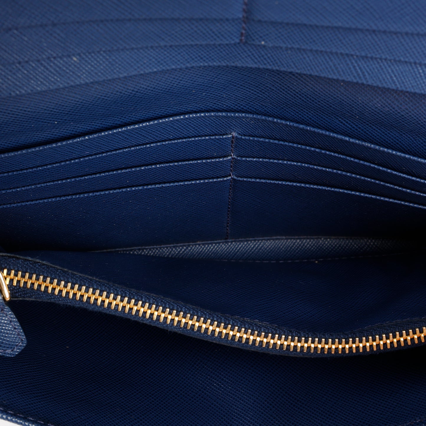 Metal Bar Continental Wallet, Blue Saffiano