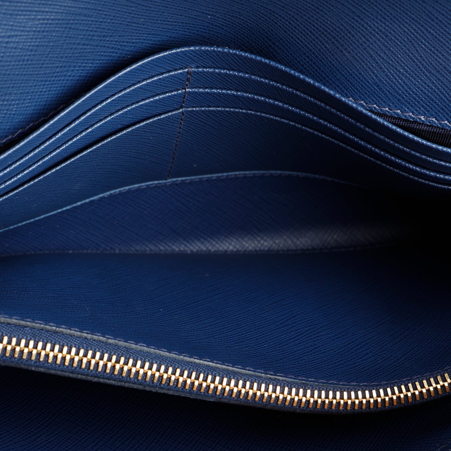 Metal Bar Continental Flap Wallet, Blue Saffiano