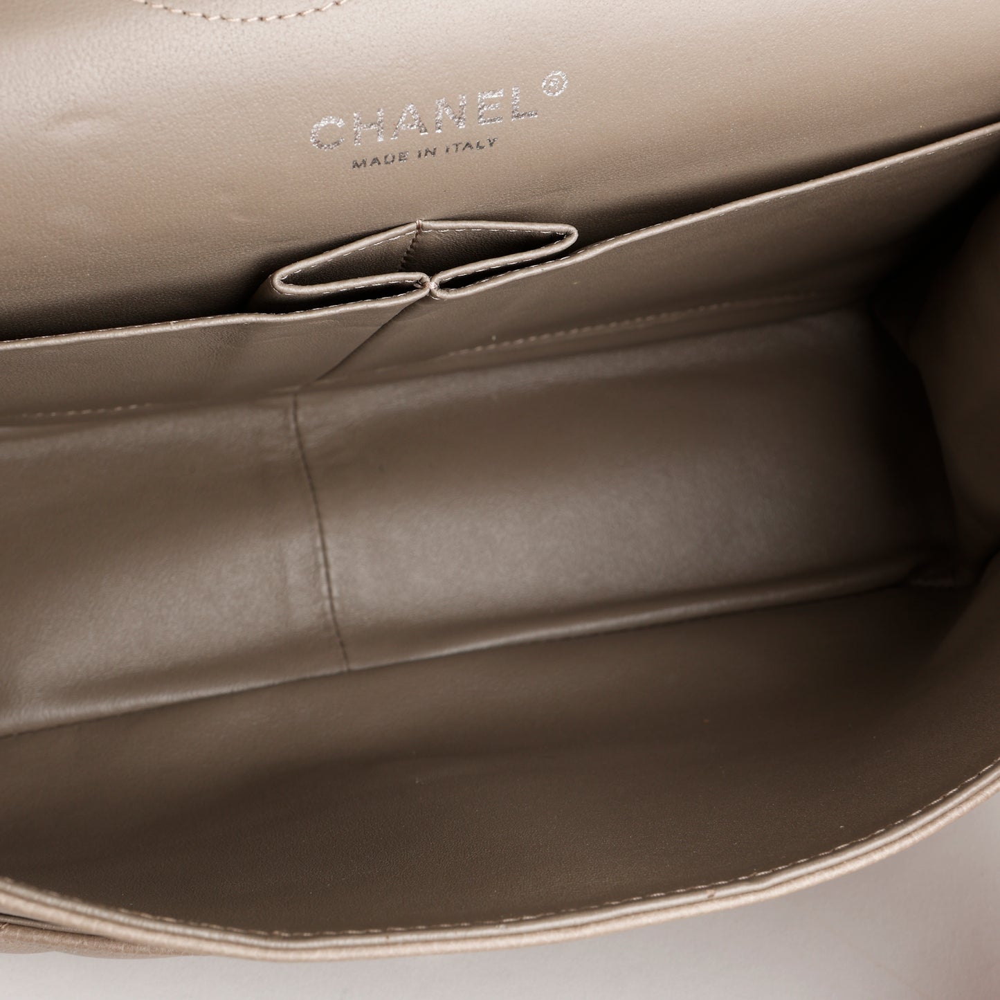 Jumbo Double Flap, Grey / Taupe Caviar Silver Hardware