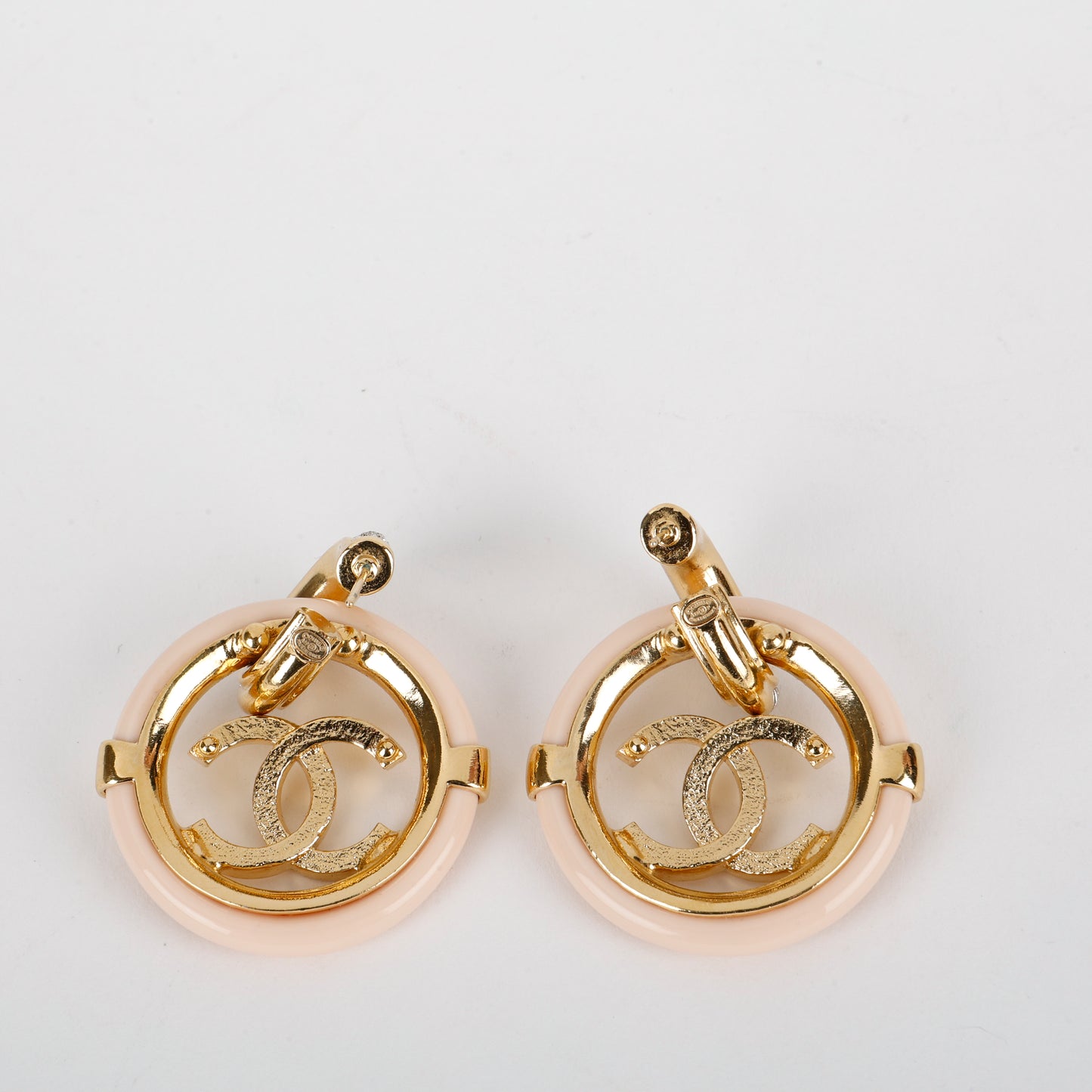 Crystal Hoop Pink Enamel Earrings