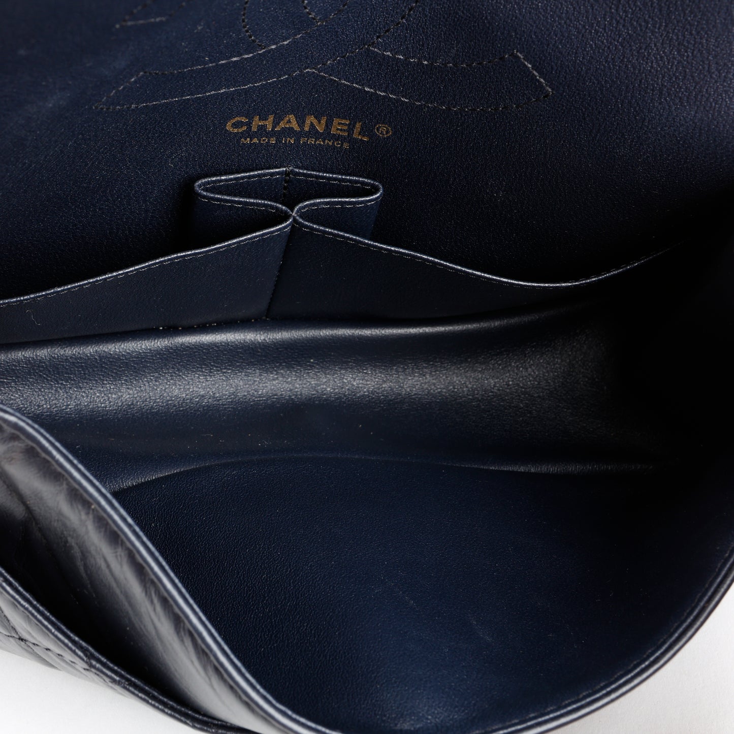 2.55 Medium Double Flap Dark Navy Aged Calfskin