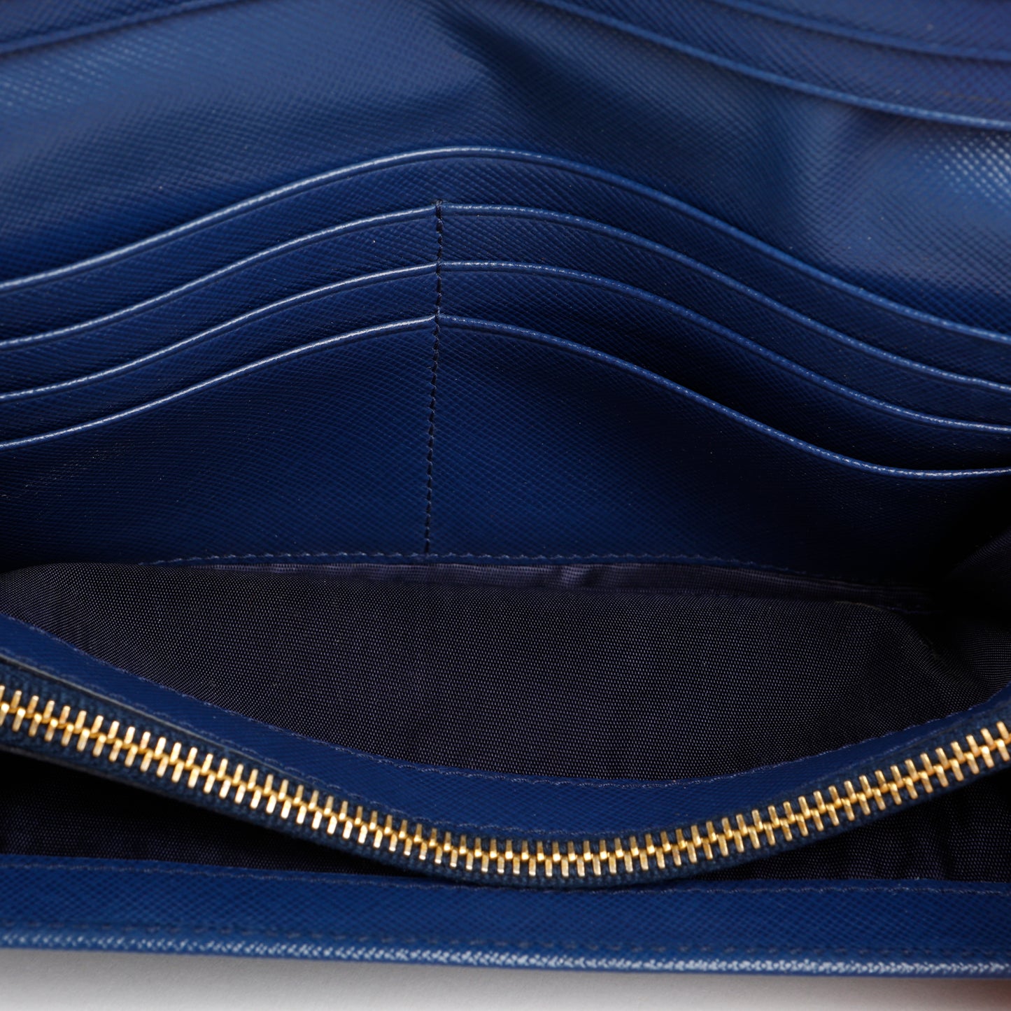 Metal Continental Wallet, Blue Saffiano