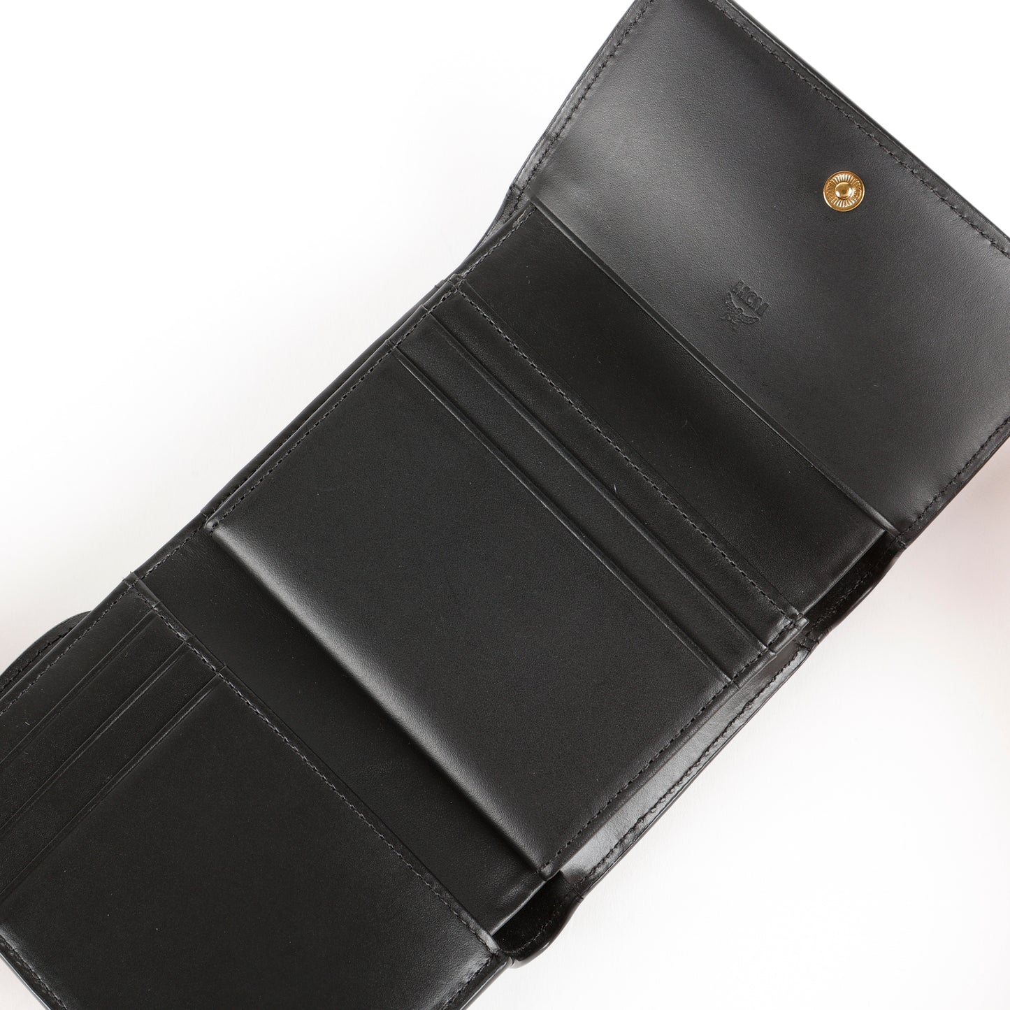 Trifold Wallet, Black Calfskin