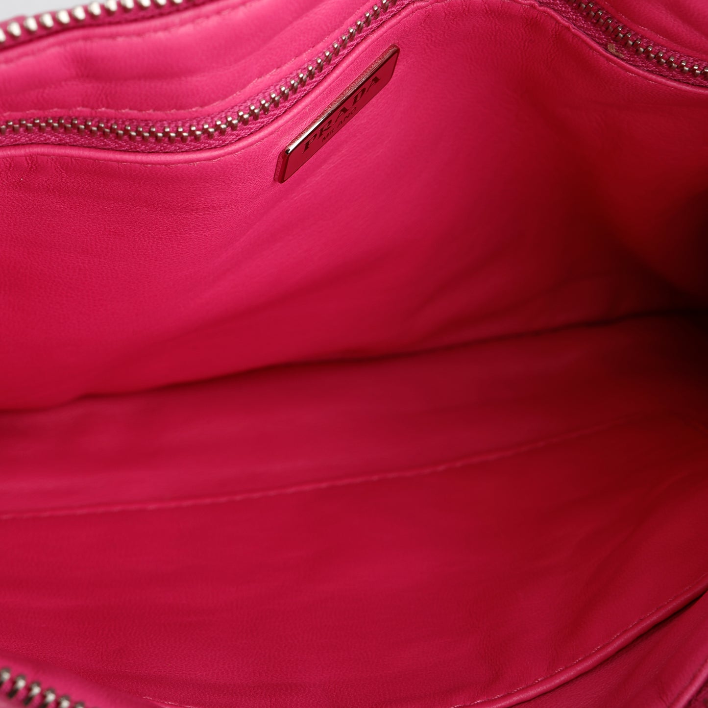 Gaufre Rouched Zip Clutch, Fuchsia