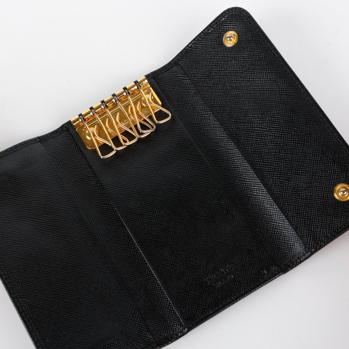 Long 6 Key Case, Black Saffiano