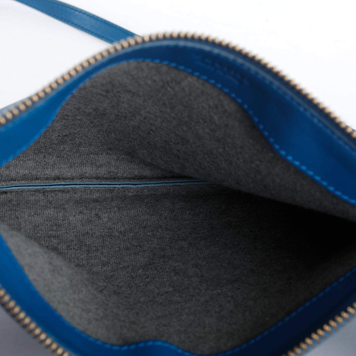 Trio Pouch On Strap, Blue Calfskin