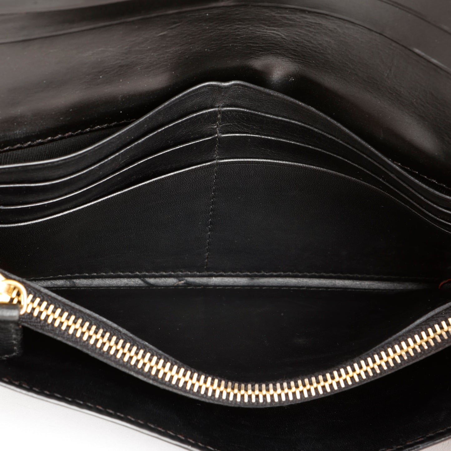 Continental Wallet on Strap, Black Glaze Calfskin (nonbrand strap)