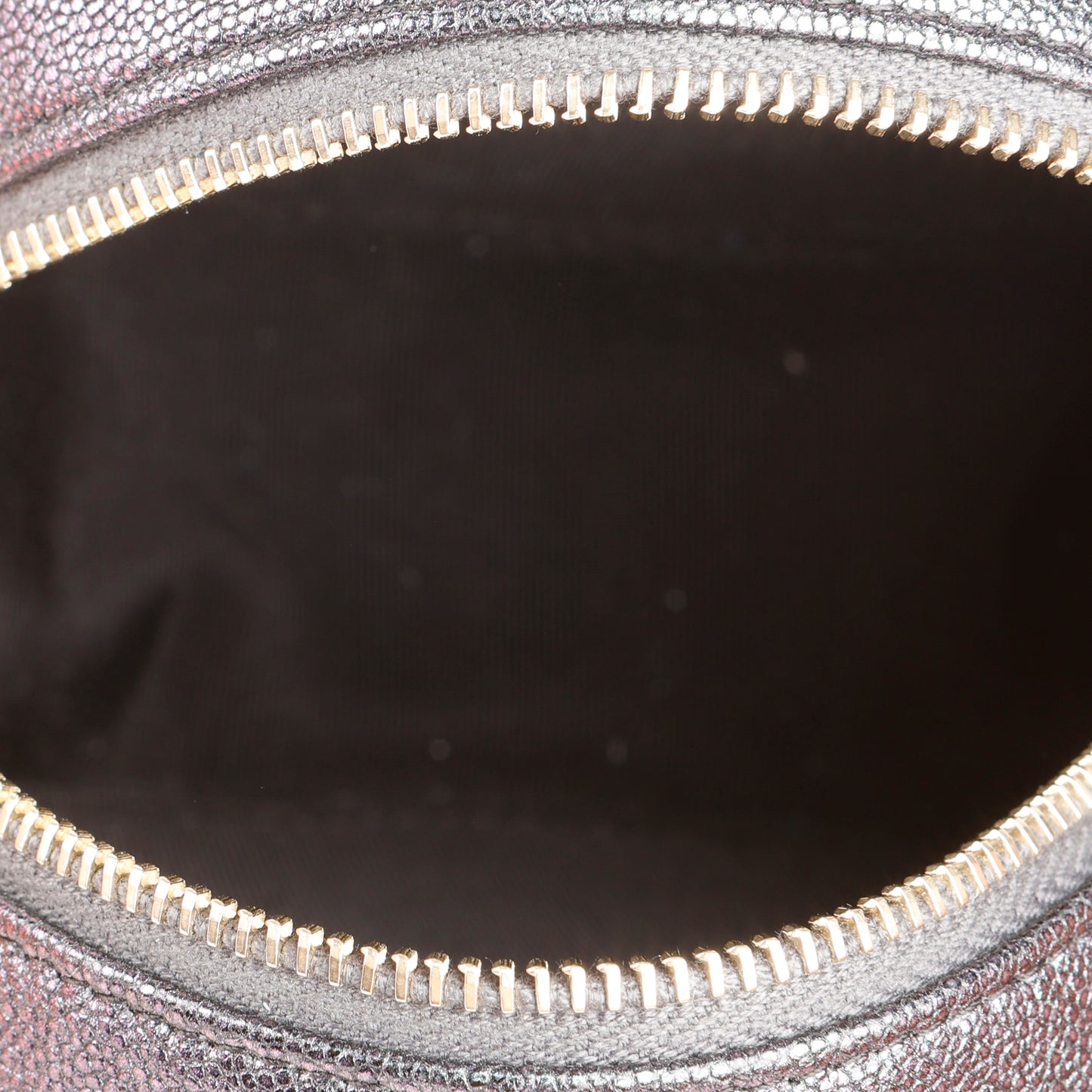 Mini Round Clutch with Chain, Purple Quilted Caviar