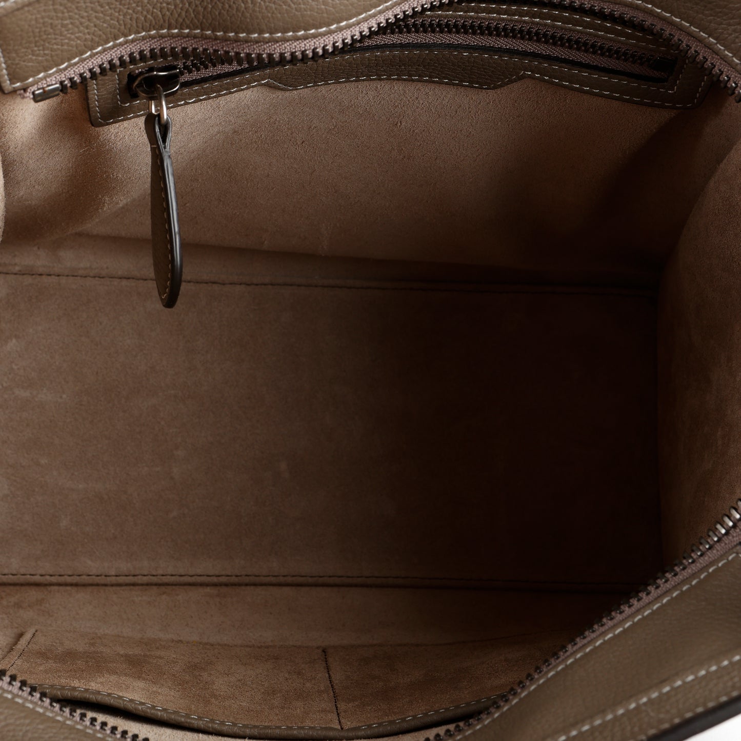 Mini Luggage Tote, Taupe Grained Calfskin
