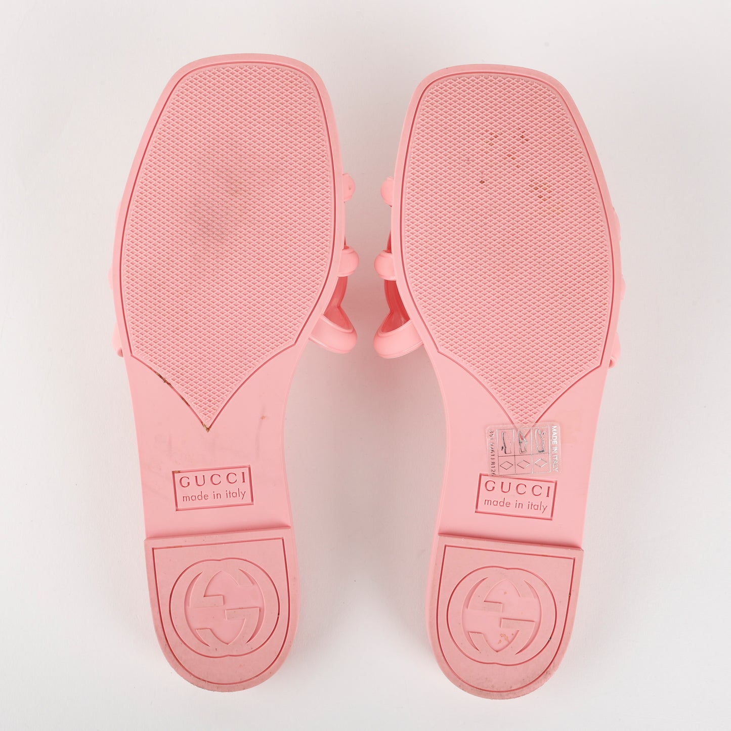 GG Logo Rubber Slides, Pink Size: 35 (US 5)