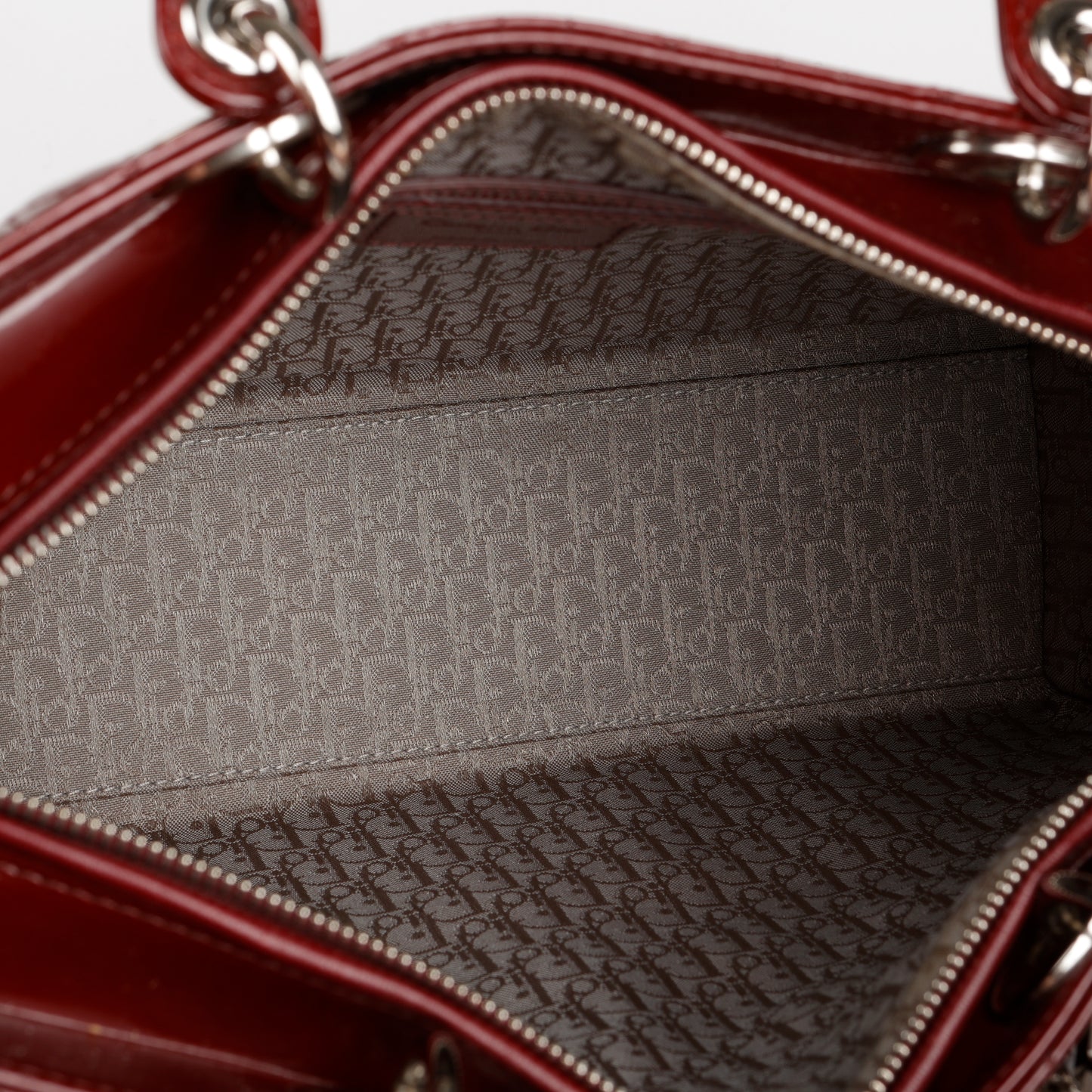 Large Lady Dior, Burgundy Patent Leather