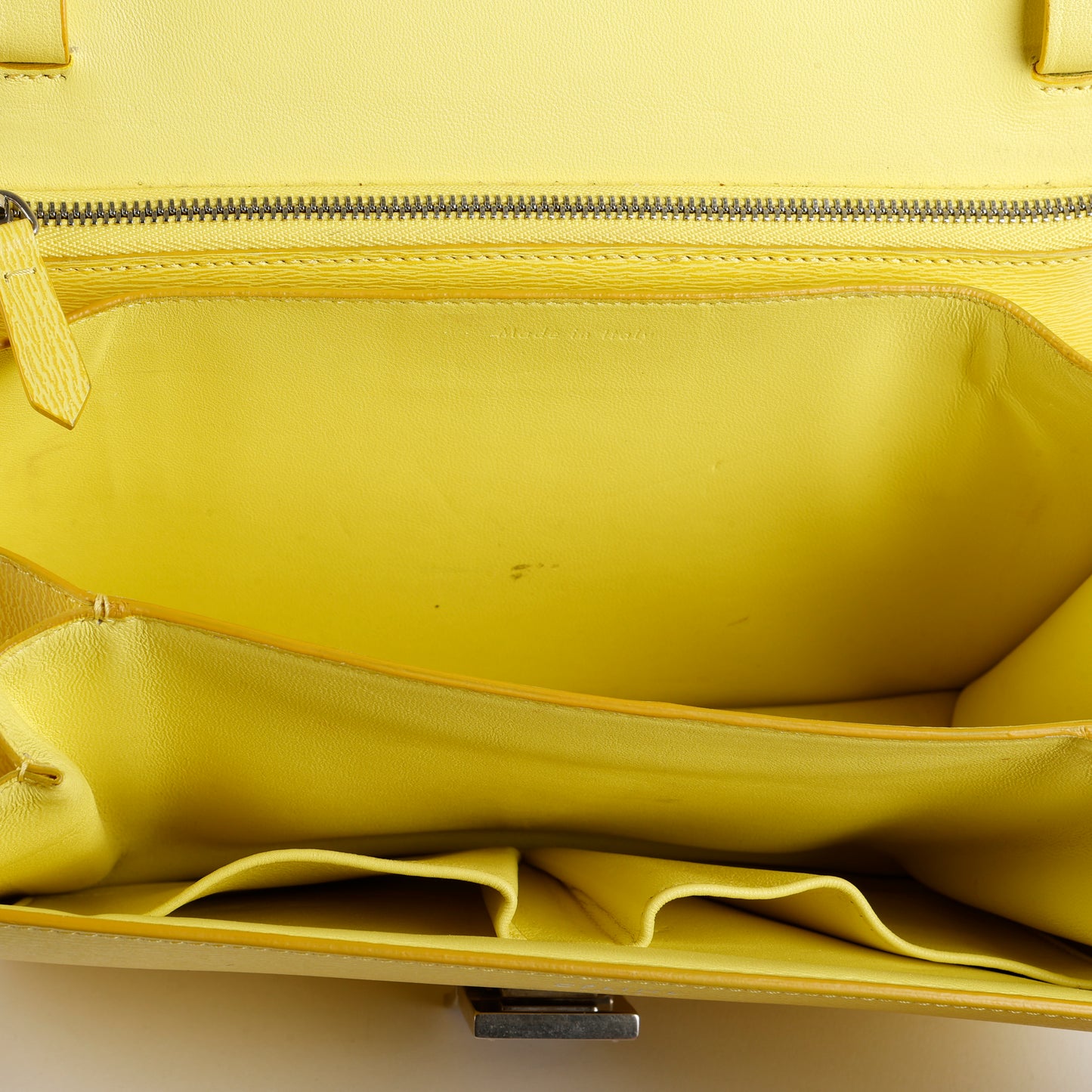 Medium Classic Box Bag, Yellow Grained Calfskin