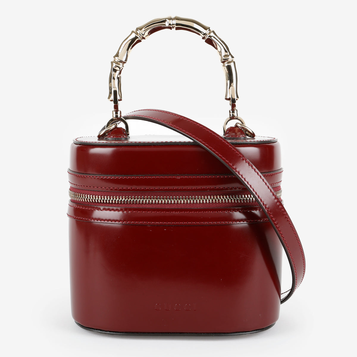 Mini Bamboo Top Handle Vanity, Bordeaux Patent