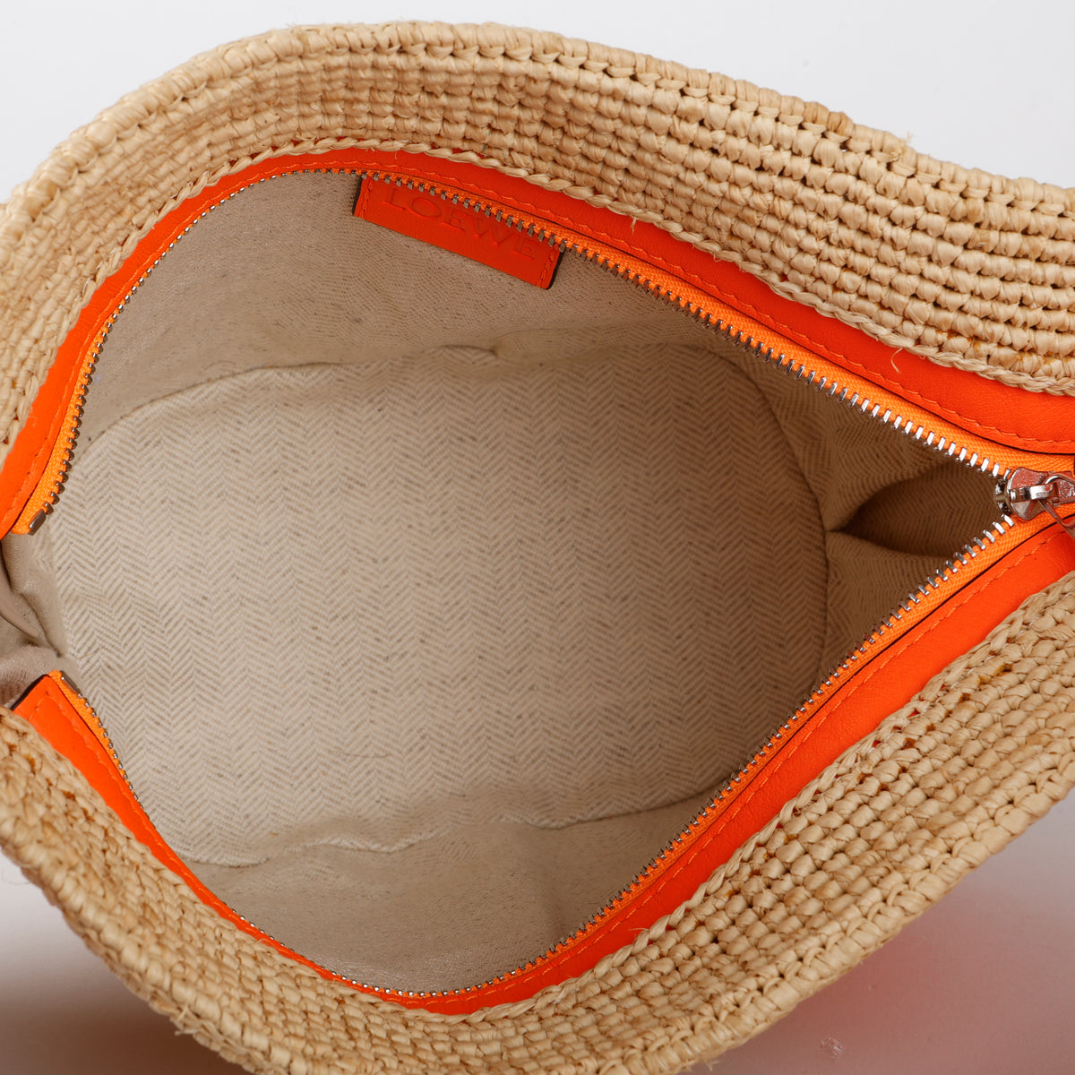Raffia Woven Pochette Orange