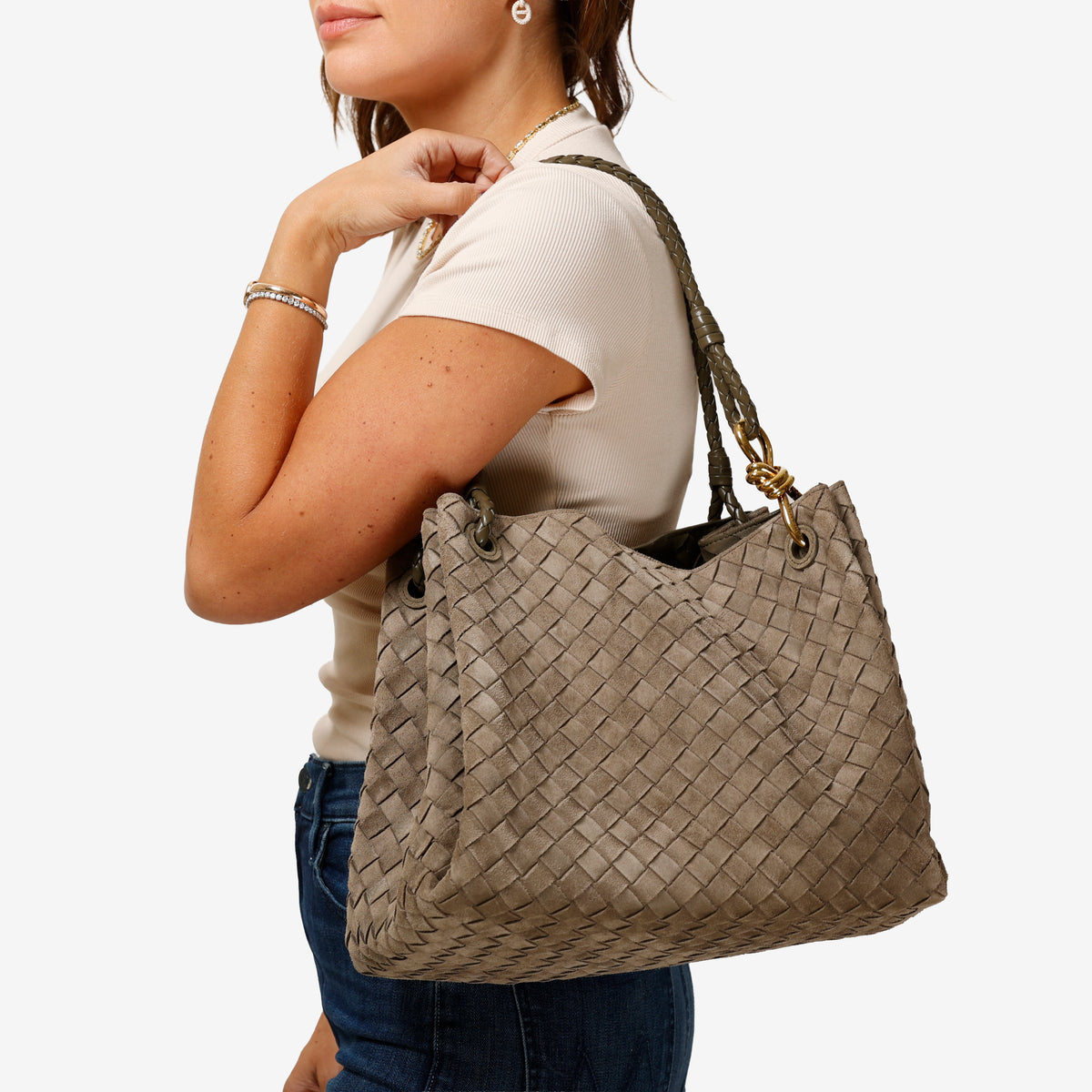 Large Suede Parachute Tote