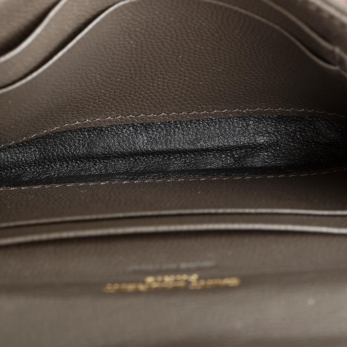 Small Envelope Wallet, Grey Pebble Grain de Poudre