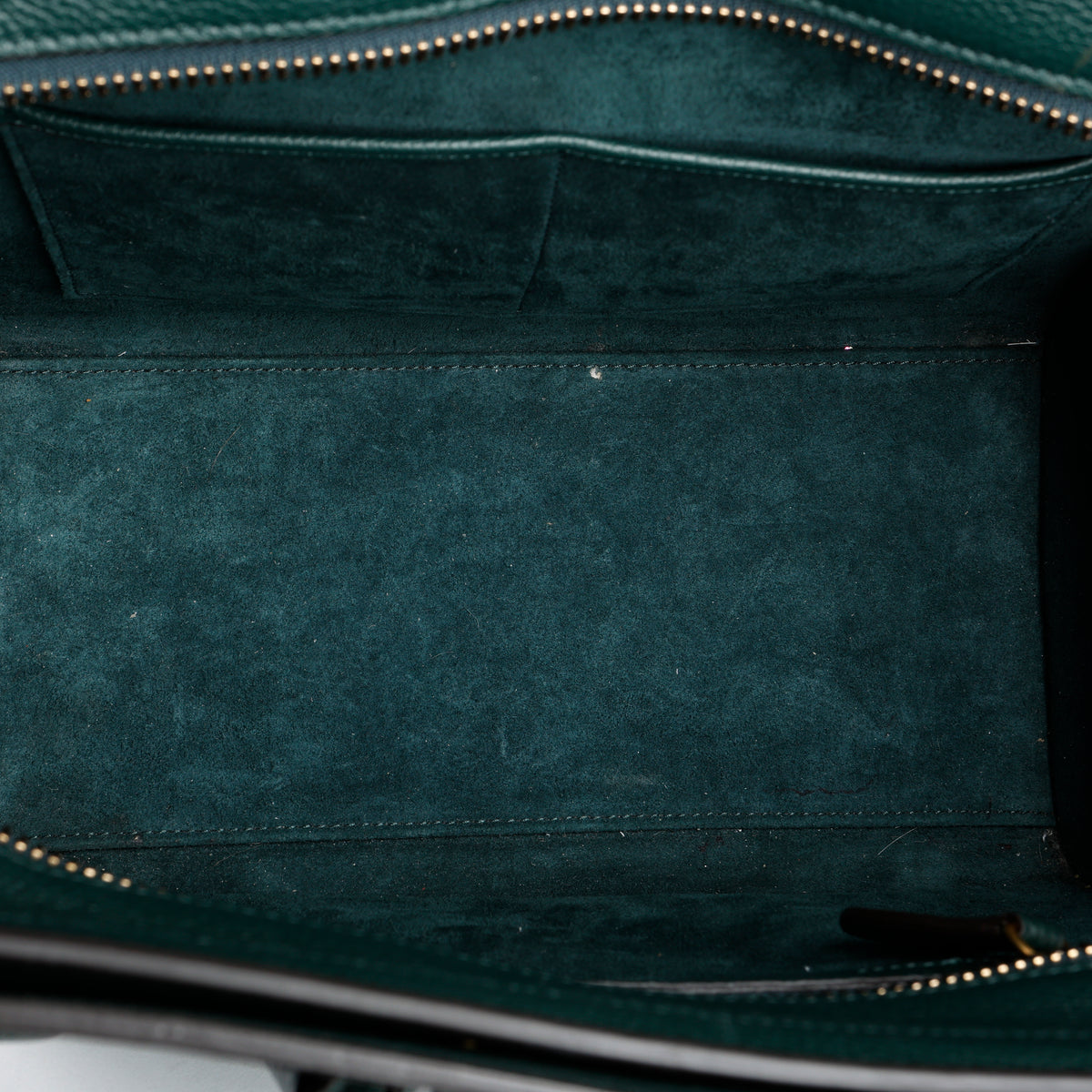 Micro Luggage Tote, Green Grained Calfskin