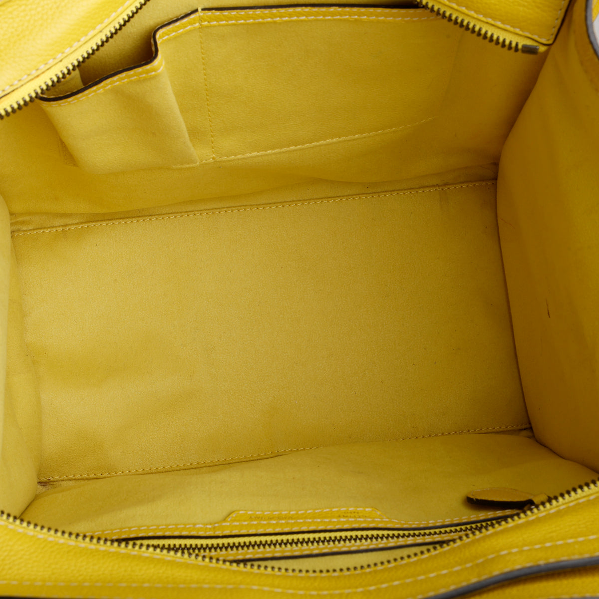Mini Luggage Tote, Yellow Grained Calfskin