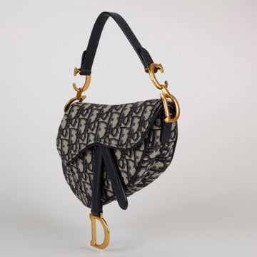 Mini Saddle Bag, Navy Oblique