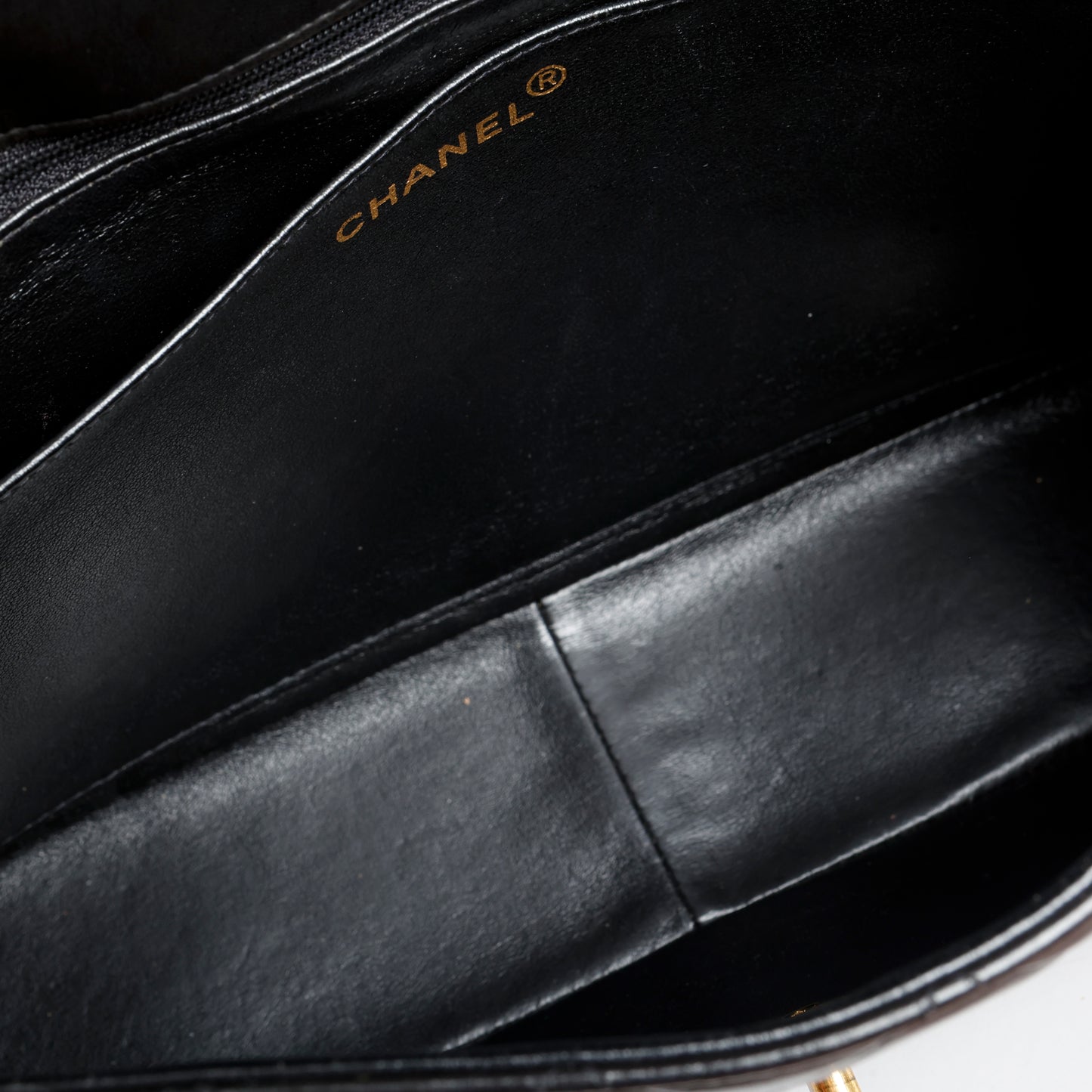 Lambskin Single Flap, Black Gold Hardware