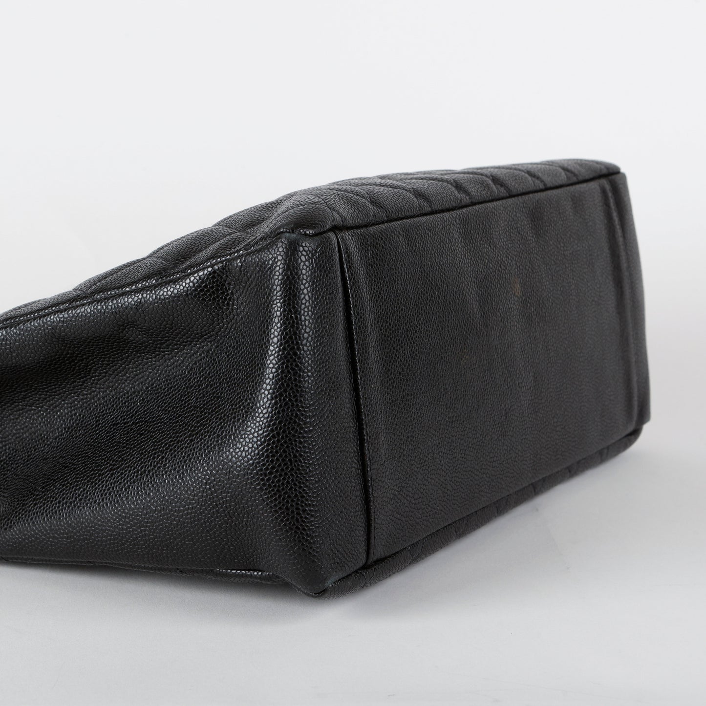Grand Shopping Tote, Black Caviar Gold Hardware
