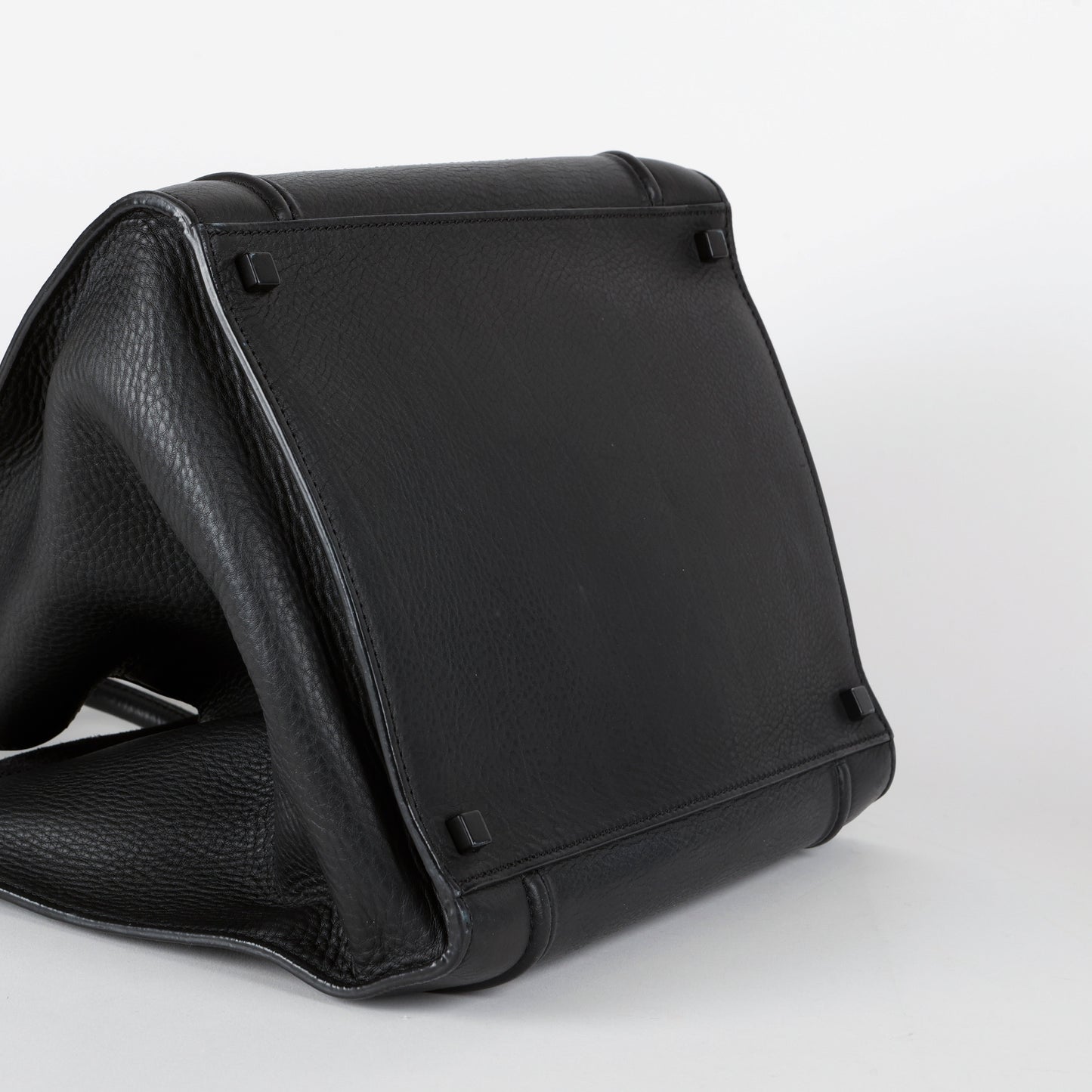 Medium Phantom Luggage Tote Black Grained Calfskin