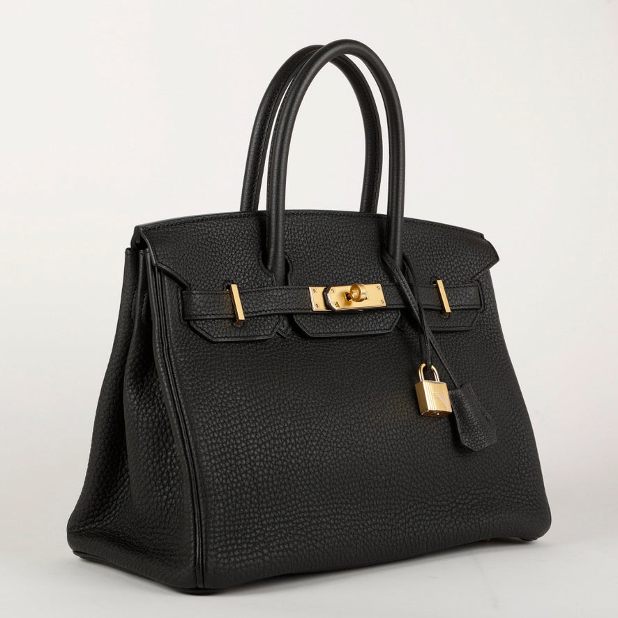 Birkin 30 Black Clemence Gold Hardware