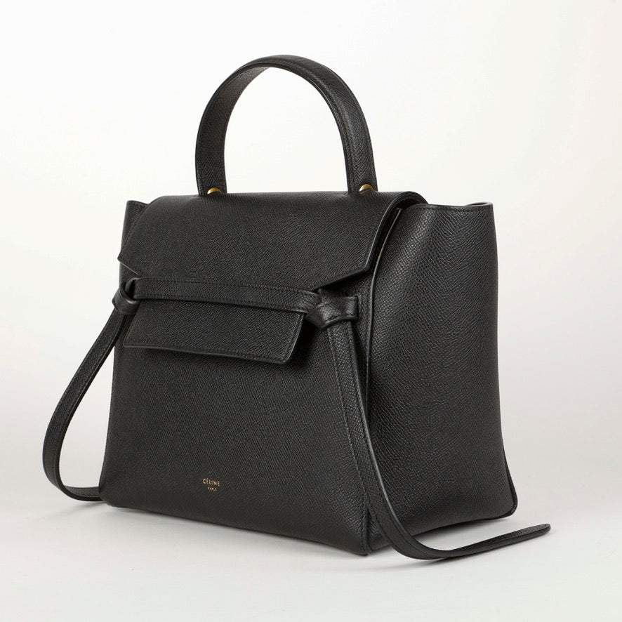 Micro Belt Bag, Black Grained Calfskin