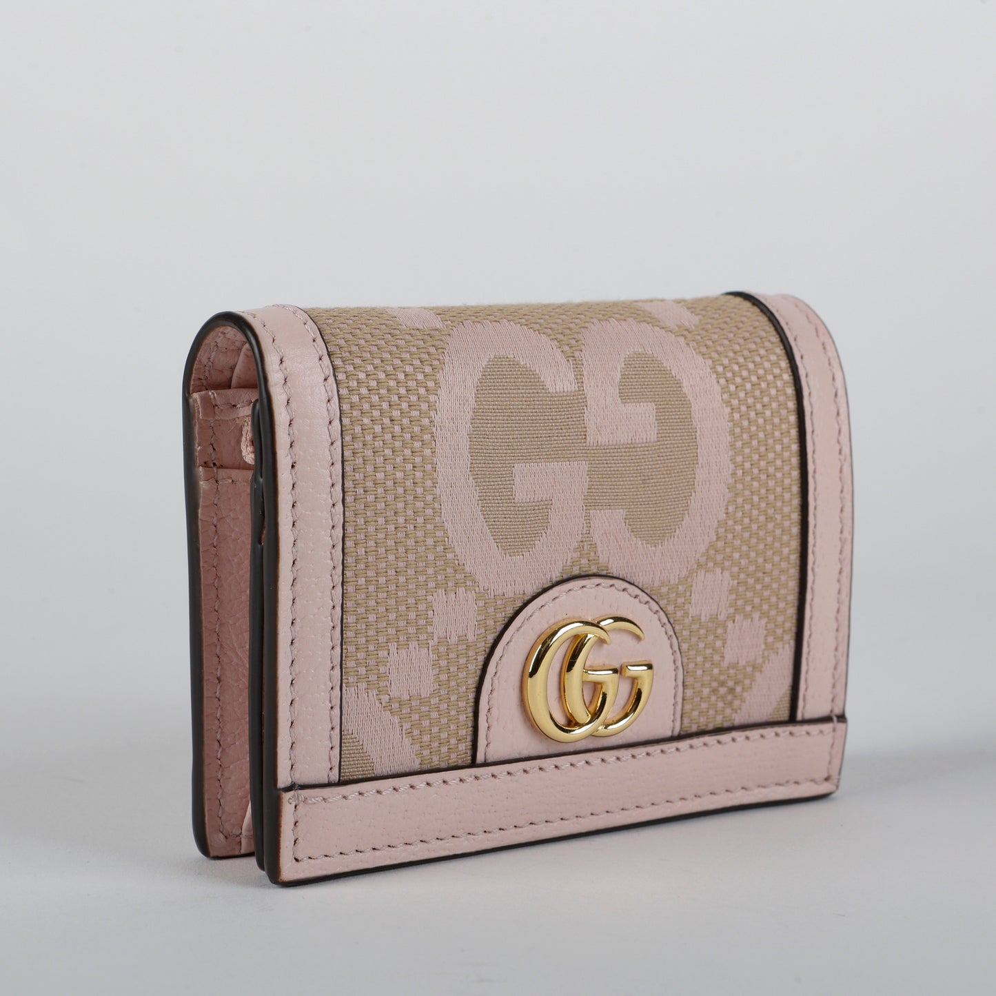 Jumbo GG Ophidia Card Case, Pink Canvas