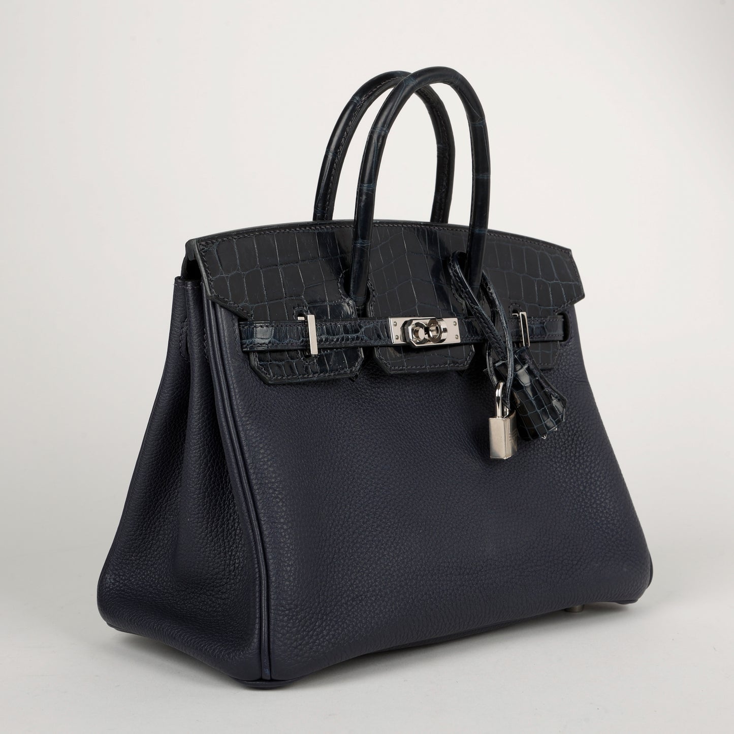 Birkin 25 Bleu Baltique Niloticus Crocodile and Bleu Nuit Togo Touch Palladium Hardware