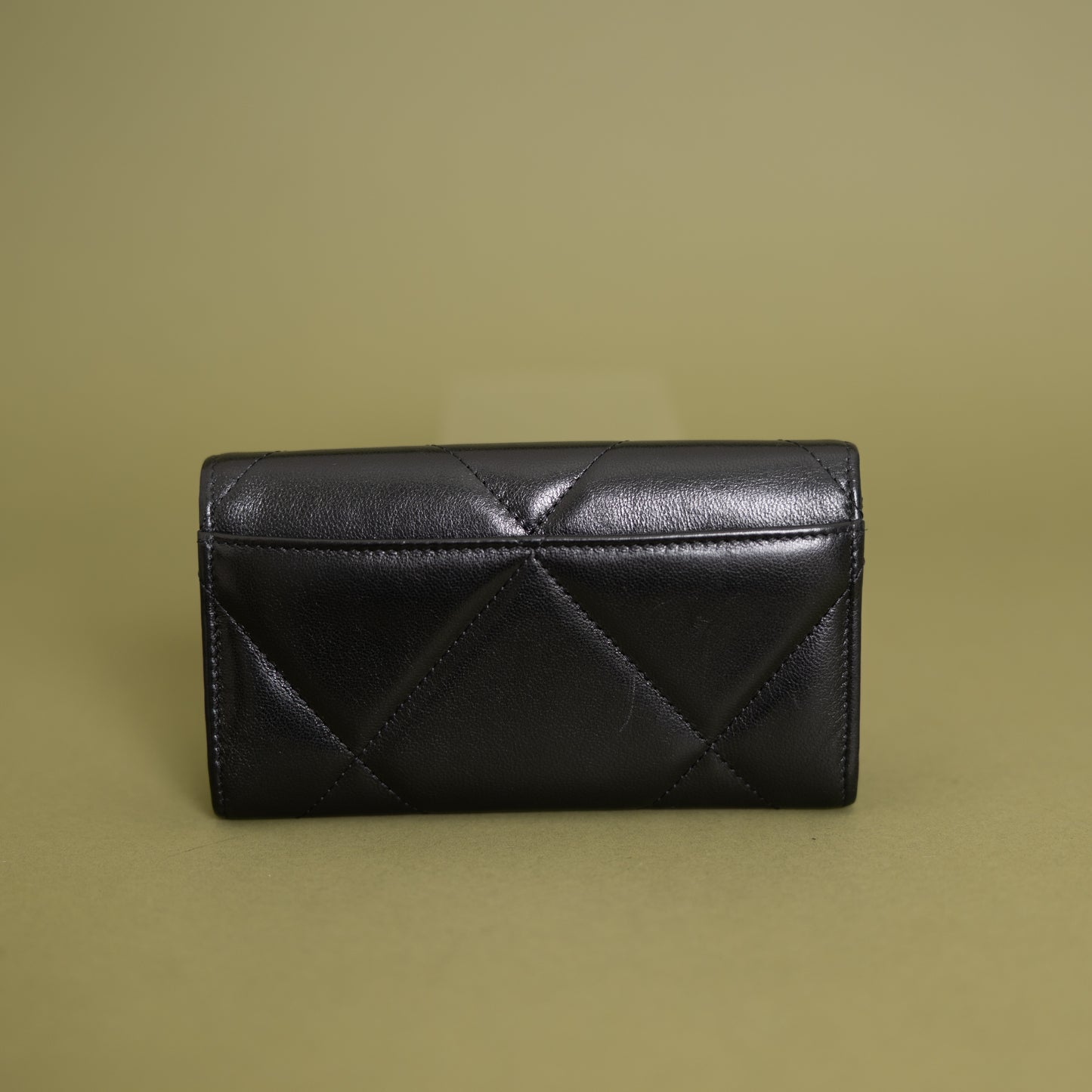 19 Flap Wallet, Black Lambskin 9874