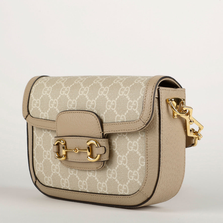 Beige Canvas 1955 Horsebit Small Crossbody