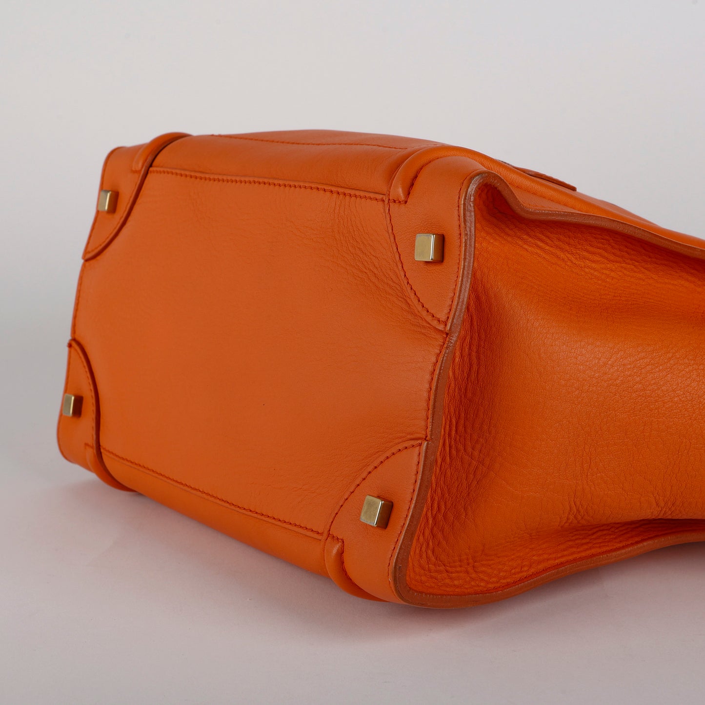 Mini Luggage Tote, Orange Calfskin