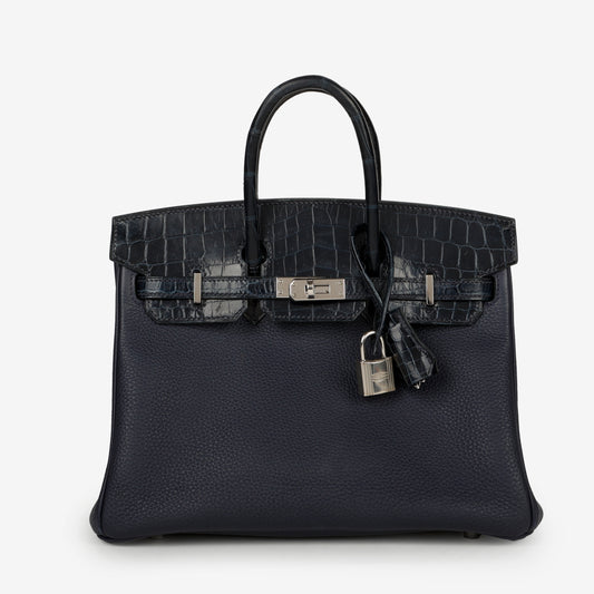 Birkin 25 Bleu Baltique Niloticus Crocodile and Bleu Nuit Togo Touch Palladium Hardware