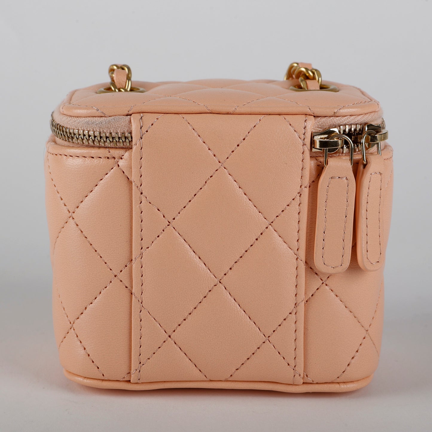 Mini Pearl Crush Vanity Case, Peachy Pink Lambskin