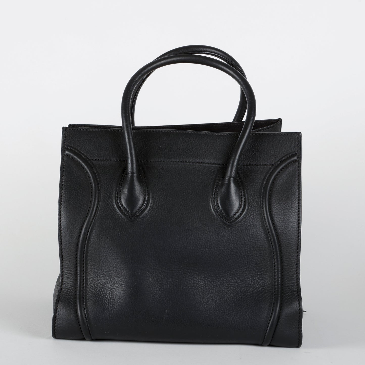 Medium Phantom Luggage Tote Black Grained Calfskin