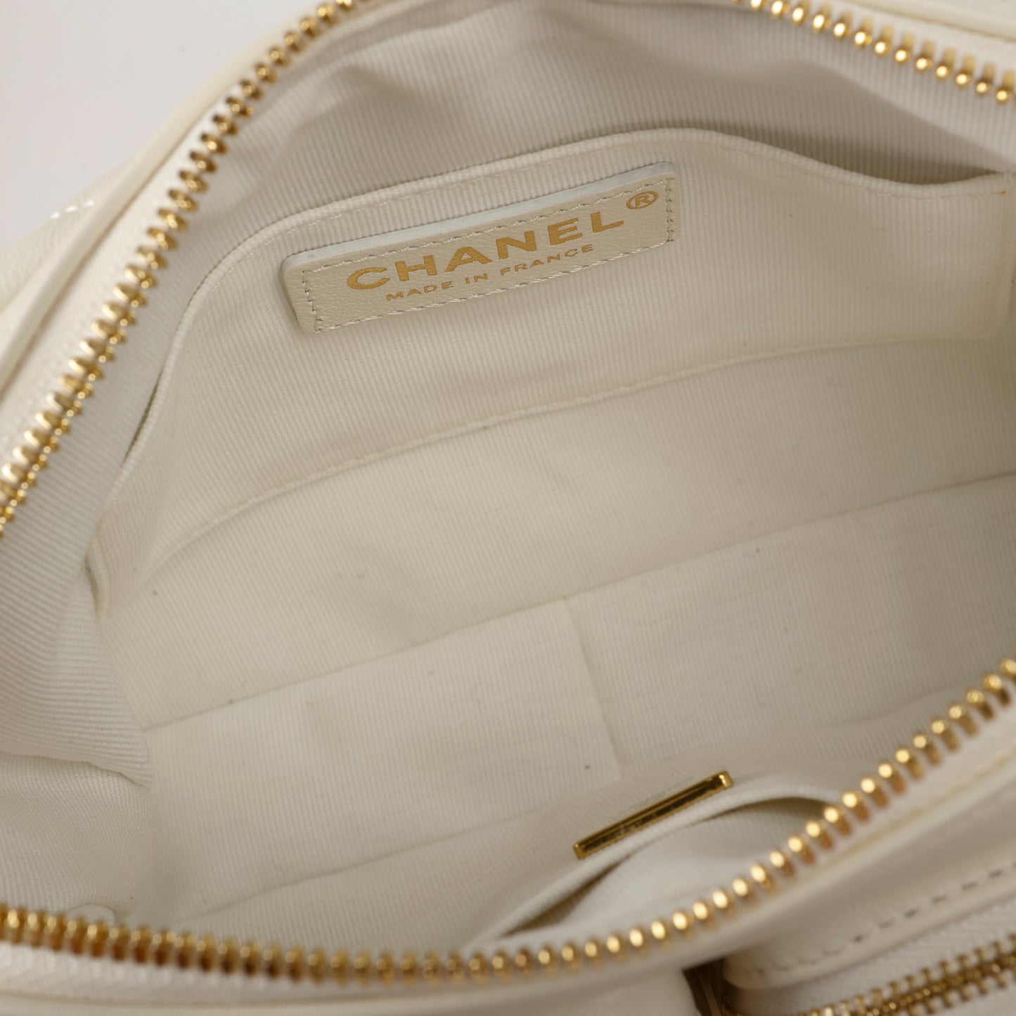 Small Camera Bag, White Lambskin