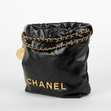 Mini 22, Black Lambskin Gold Hardware 11687
